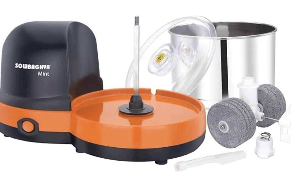 Sowbaghya Mint 2Ltr Table Top Wet Grinder (Black) | Heavy Duty Motor | Ideal for Your Kitchen | 2Ltr Wet Grinder for All Kinds of Batter for South Indian Dishes