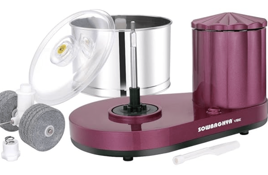 सौभाग्य वाइब 2 लीटर टेबल टॉप वेट ग्राइंडर (मेटैलिक पिंक) | हैवी ड्यूटी मोटर | आपके किचन के लिए आदर्श | दक्षिण भारतीय व्यंजनों के सभी प्रकार के बैटर के लिए 2 लीटर वेट ग्राइंडर