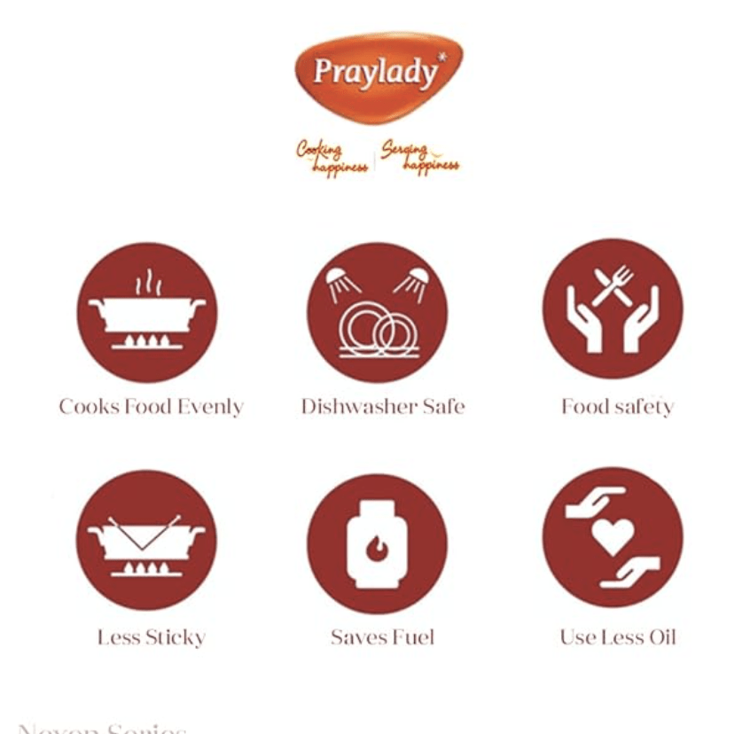 Praylady Stainless Steel Handi Casserole with Lid, Nexon Series Triply Kadai with Capacity