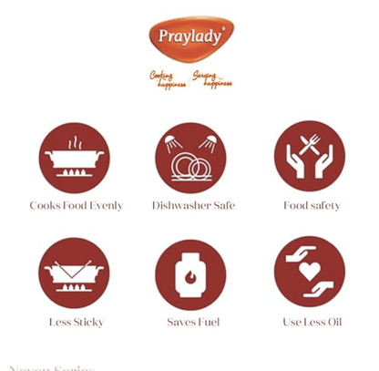 Praylady Stainless Steel Handi Casserole with Lid, Nexon Series Triply Kadai with Capacity