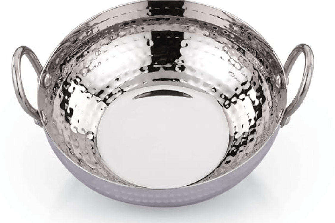 Praylady Stainless Steel Kadai with Handle Traditional Series 2MM Silver