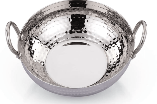 Praylady Stainless Steel Kadai with Handle Traditional Series 2MM Silver