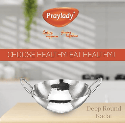 Praylady Stainless Steel Induction Base Kadai Silver