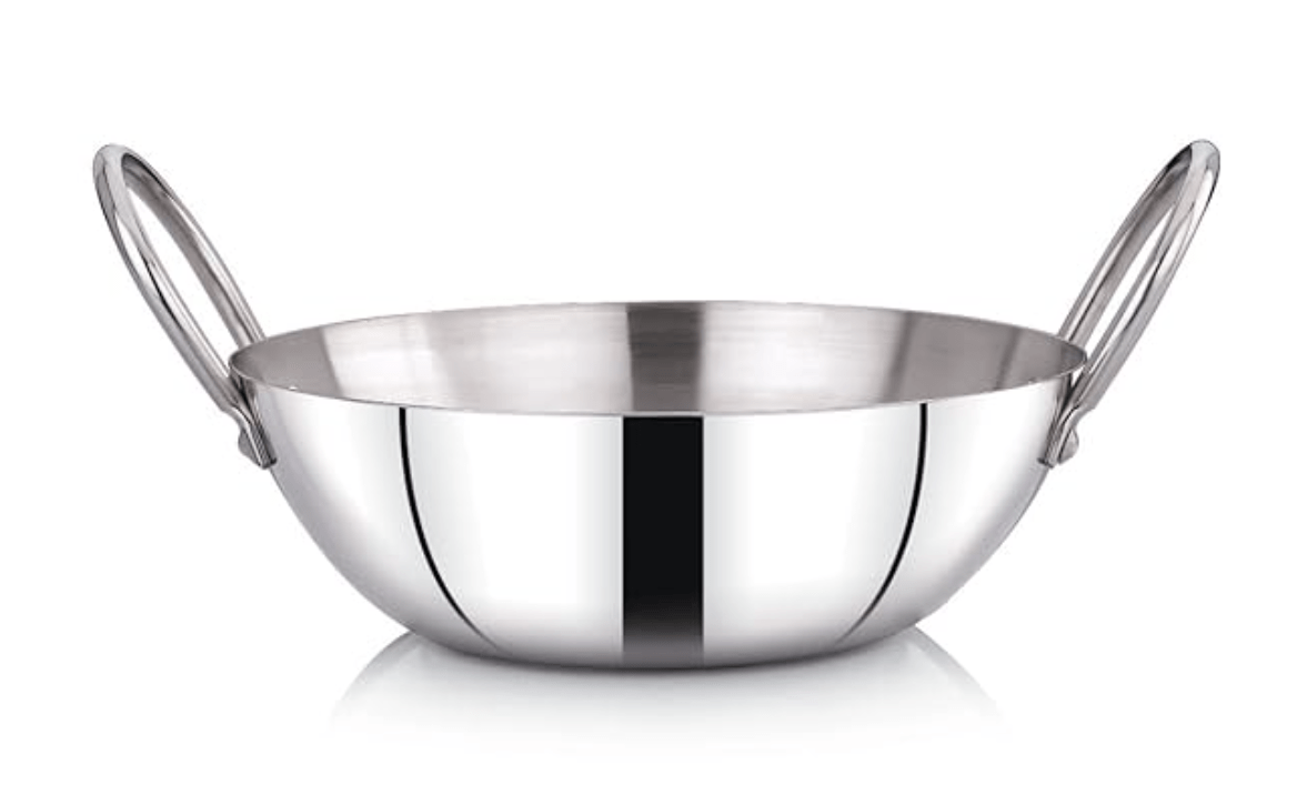 Praylady Stainless Steel Induction Base Kadai Silver