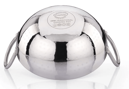 Praylady Stainless Steel Induction Base Kadai Silver