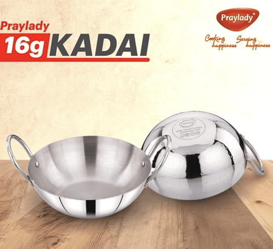 Praylady Stainless Steel Induction Base Kadai Silver