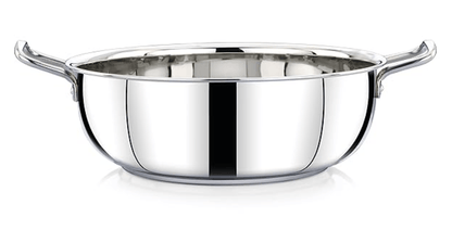 Praylady Stainless Steel with Handle 3 PLY POTS & Pans Deluxe Series KADAI Silver