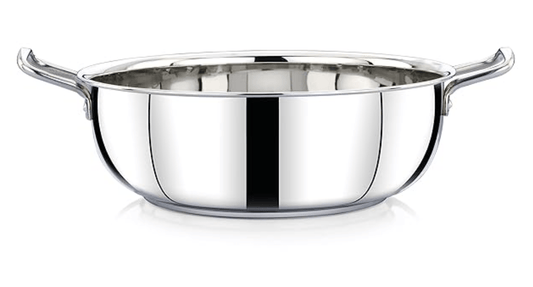 Praylady Stainless Steel with Handle 3 PLY POTS & Pans Deluxe Series KADAI Silver