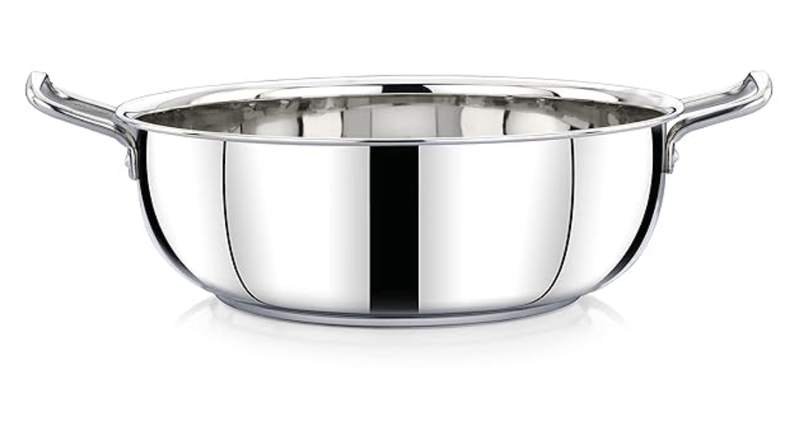 Praylady Stainless Steel with Handle 3 PLY POTS & Pans Deluxe Series KADAI Silver-1