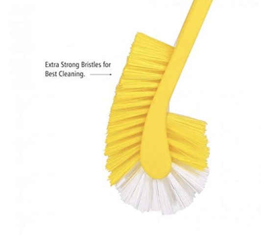 Double Hockey Shape Toilet Cleaner Brush with Holder Stand, Toilet Cleaning Brush for Western and Indian Toilet, Bathroom Brush for Toilet Cleaning (Multicolor Pack of 1)