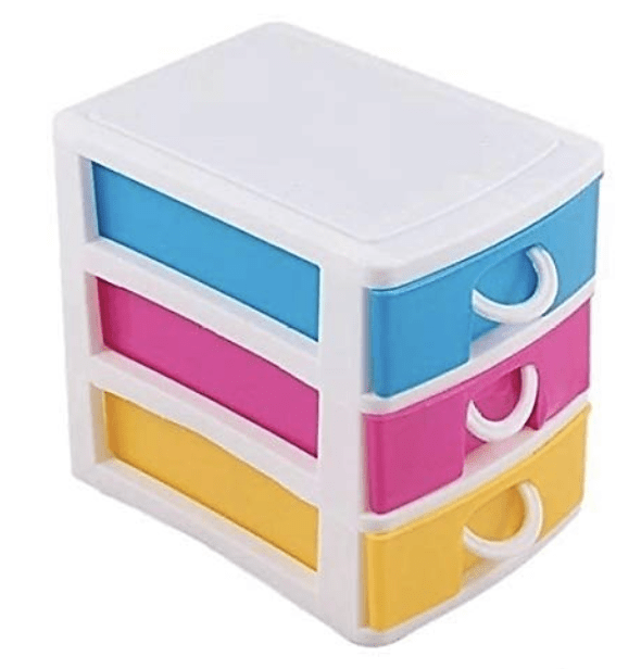 Kids Trends Kitchen Trends Small Storage 3 Tier Drawer for Home or Office,Pack of 1,Random Colours