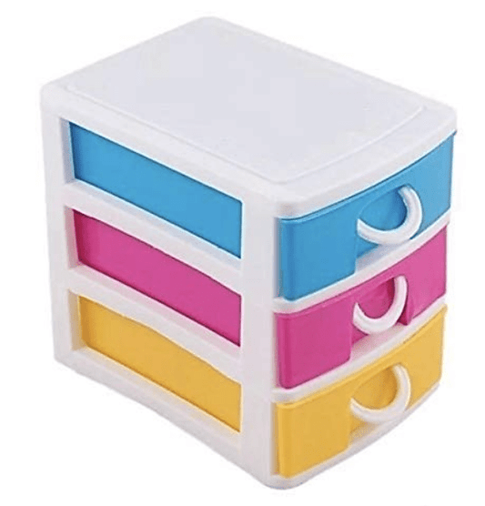 Kids Trends Kitchen Trends Small Storage 3 Tier Drawer for Home or Office,Pack of 1,Random Colours