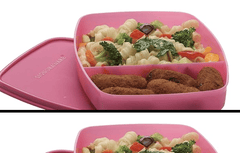Signoraware Slim Compartment Lunch Box, Bpa Free Plastic, Microwave Safe Food Grade Tiffin Boxes for Office School, Leak Proof Air Tight Compact Dabba (340ml, Square, 2 Section Storage)-3