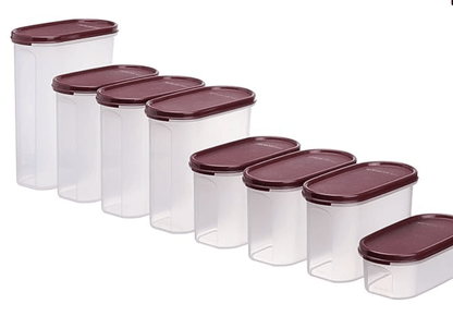 Signoraware Oval Modular Multi-Purpose Plastic Containers Set of 8 with Lid for Kitchen | Food Grade BPA Free Leak Proof (Set Contains -2.3Litersx1 | 1.7Litresx3 | 1.1 Litresx3 | 500mlx3)