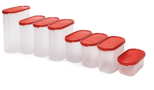Signoraware Oval Modular Multi-Purpose Plastic Containers Set of 8 with Lid for Kitchen | Food Grade BPA Free Leak Proof (Set Contains -2.3Litersx1 | 1.7Litresx3 | 1.1 Litresx3 | 500mlx3)