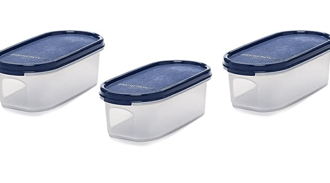 Signoraware 500ml Modular Storage Container with Lid | Food Grade Bpa-Free Plastic Jar Boxes | Freezer Microwave Safe Leak-Proof | Unbreakable Kitchen Organizers (Oval | Set 3 Maroon)