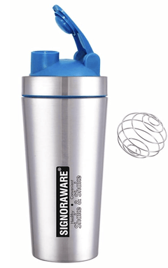 SignoraWare Charger Stainless Steel Protein Shaker Bottle for Pre-Post Workout | Water Bottle | Leakproof with Knob (750ml | Silver | Set 1)-4
