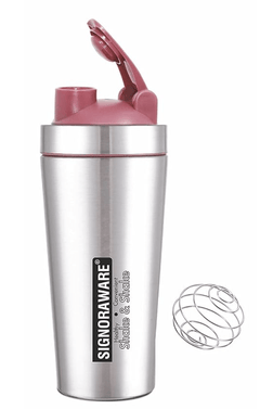 SignoraWare Charger Stainless Steel Protein Shaker Bottle for Pre-Post Workout | Water Bottle | Leakproof with Knob (750ml | Silver | Set 1)-3