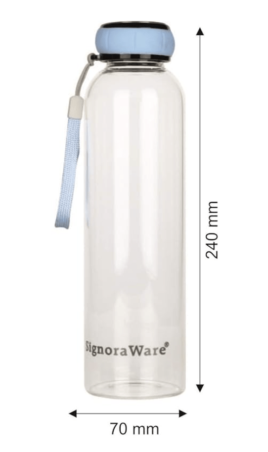 Signoraware Aqua Marine Borosilicate Glass Water Bottle, Set of 1, (550 Ml, Yellow)