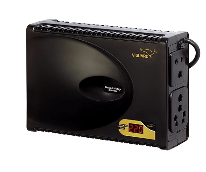 वी-गार्ड क्रिस्टल प्लस स्मार्ट टीवी स्टेबलाइजर डिजिटल डिस्प्ले के साथ 140 सेमी (55") टीवी + सेट टॉप बॉक्स + होम थिएटर सिस्टम/गेमिंग कंसोल के लिए (कार्य सीमा: 90-290 VAC; 3 A) 