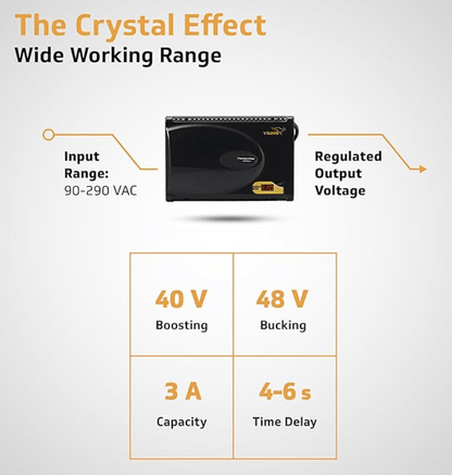 वी-गार्ड क्रिस्टल प्लस स्मार्ट टीवी स्टेबलाइजर डिजिटल डिस्प्ले के साथ 140 सेमी (55") टीवी + सेट टॉप बॉक्स + होम थिएटर सिस्टम/गेमिंग कंसोल के लिए (कार्य सीमा: 90-290 VAC; 3 A) 
