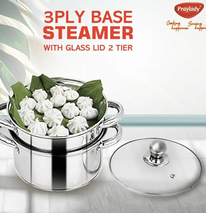Praylady Stainless Steel Multi-Purpose Steamer, Capacity – 3 Litre, Silver.