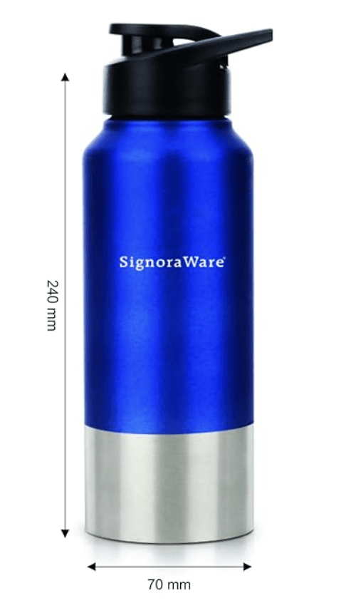 Signoraware Aqua Dual Tone Single Walled Stainless Steel Fridge Water Bottle, 750ml/ 30mm, Red, Set of 1
