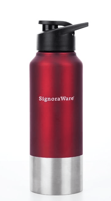 Signoraware Aqua Dual Tone Single Walled Stainless Steel Fridge Water Bottle, 750ml/ 30mm, Red, Set of 1