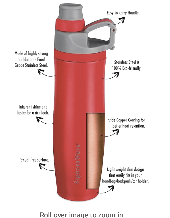 Signoraware Renew Stainless Steel Vacuum Flask Bottle, 500ml