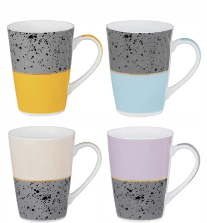 Roxx Porcelain Large Coffee Mugs Set of 4 Pieces 300ml RX-7150-ABCD