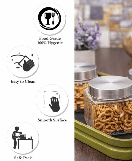 Roxx Glass Jar Set Set of 3 Pieces 900ml