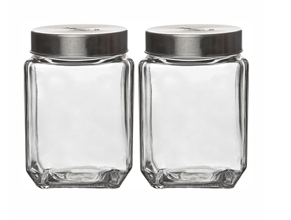 Roxx Glass Trigo Storage Jar With Lid Set of 2 Pieces 700ml
