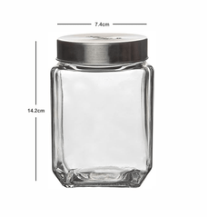 Roxx Glass Trigo Storage Jar With Lid Set of 2 Pieces 700ml-2