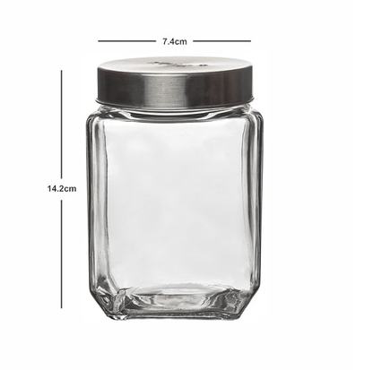 Roxx Glass Trigo Storage Jar With Lid Set of 2 Pieces 700ml