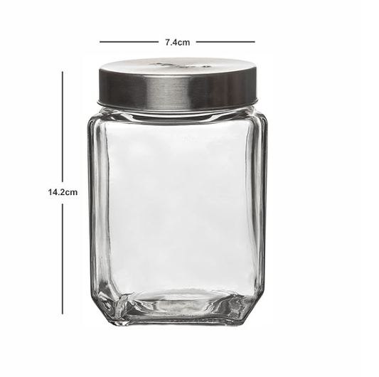 Roxx Glass Trigo Storage Jar With Lid Set of 2 Pieces 700ml