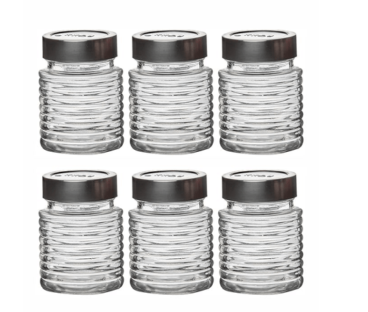 Roxx Glass Milo Storage Jar With Lid Set of 6 Pieces 300ml