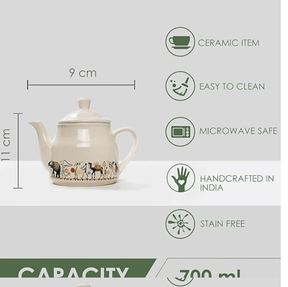 ROXX Pure Ceramic Pastel Flask Microwave Safe Tea/Coffee Cups with Kettle Morning Set Ideal for Friends, Anniversary, Valentine Day, Birthday/1 Kettle + 6 Tea Cups (Multicolor) (Multicolor)