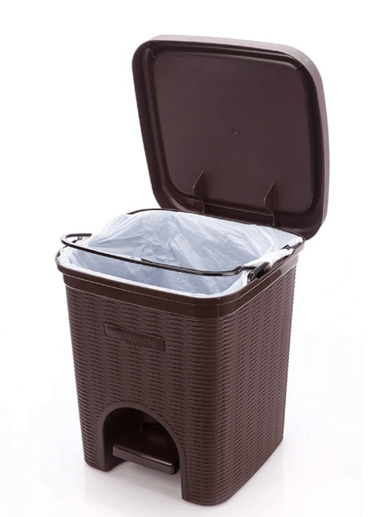Signoraware 12 Liters Modern Lightweight Pedal Dustbin / Thrash Can Dustbins with Lid for Home Office / Non Garbage Smell / Unbreakable Single Mould / Heavy Duty Kitchen Bedroom Bathroom (12Ltr Brown)