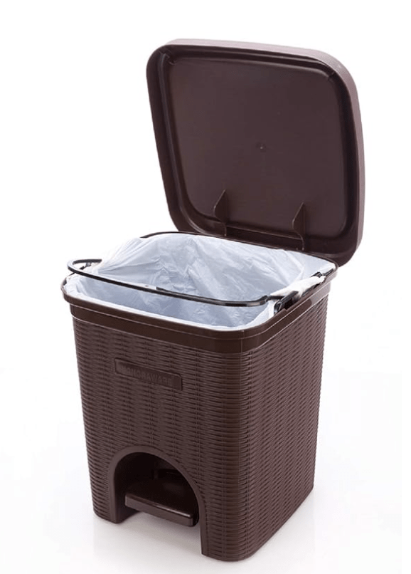 Signoraware 12 Liters Modern Lightweight Pedal Dustbin / Thrash Can Dustbins with Lid for Home Office / Non Garbage Smell / Unbreakable Single Mould / Heavy Duty Kitchen Bedroom Bathroom (12Ltr Brown)-2