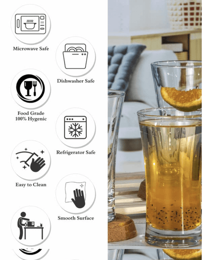 Roxx Glass Royce HB Water and Juice Glasses Set of 6 Pieces 300ml
