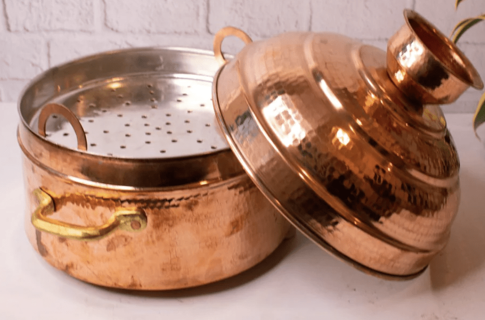 पारंपरिक तांबे का मोदक पात्र - स्टीमर पोत