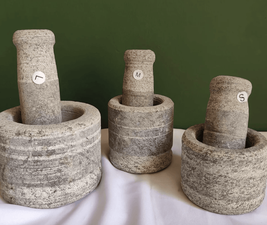 HARDSTONE (HAND CHISELED): MORTAR & PESTLE