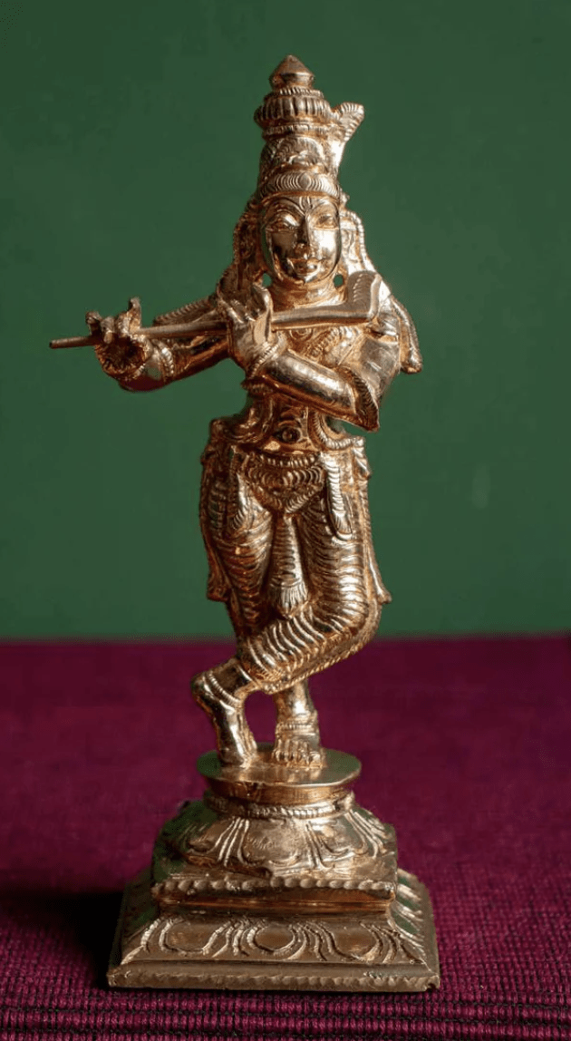 கிருஷ்ணா வித் ஃப்ளூட் பஞ்சலோக ஐடல் - 6 அங்குலம்