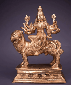 DURGA ON LION PANCHALOHA IDOL-6 INCHES-1