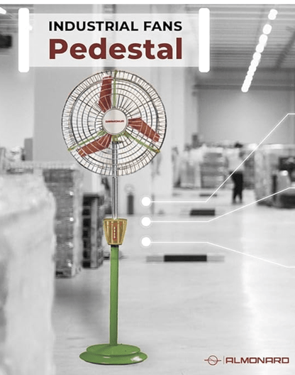 Almonard 100W &amp; High Air Throw Height Adjustable Pedestal Fan (18-inch, Green)