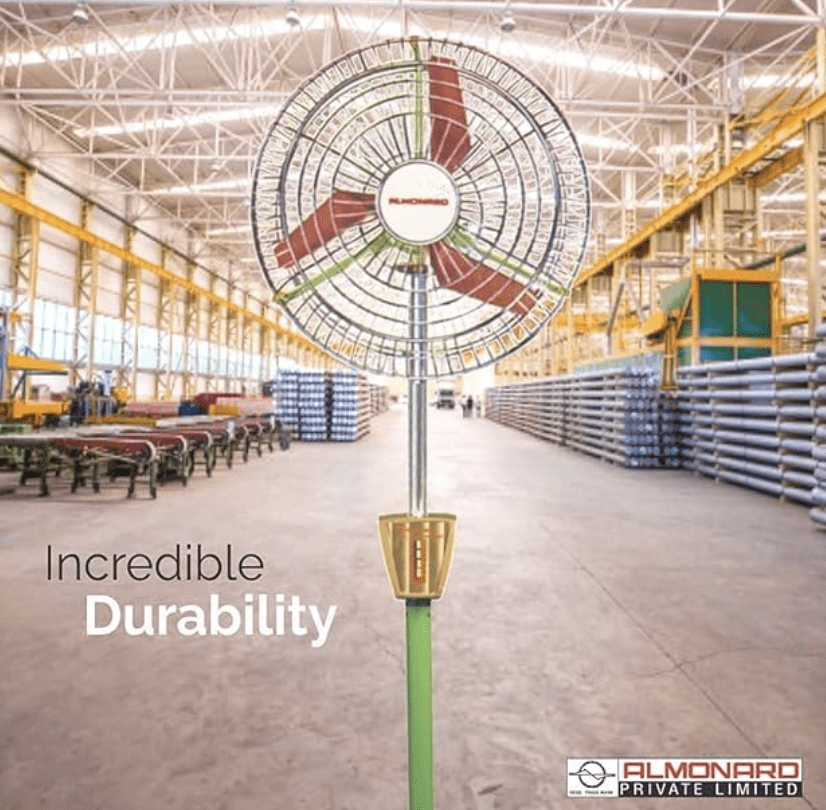 Almonard 100W &amp; High Air Throw Height Adjustable Pedestal Fan (18-inch, Green)