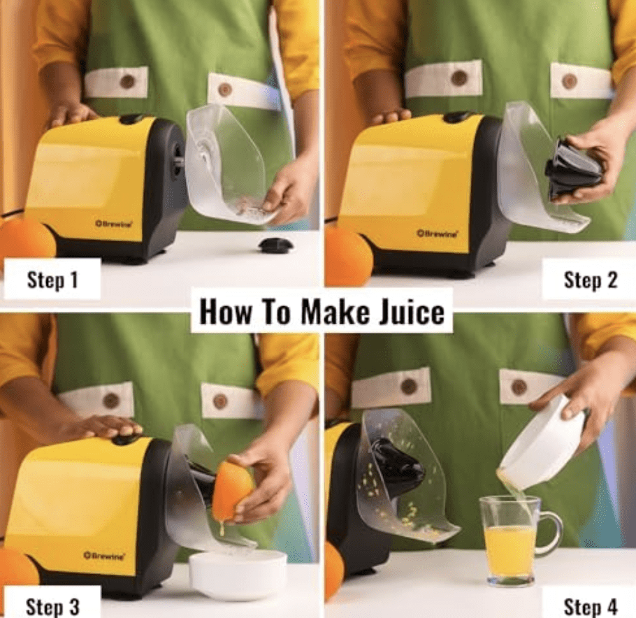 Brewine Coconut Scraper With Citrus Juice Press, 200 Watts… (Yellow)