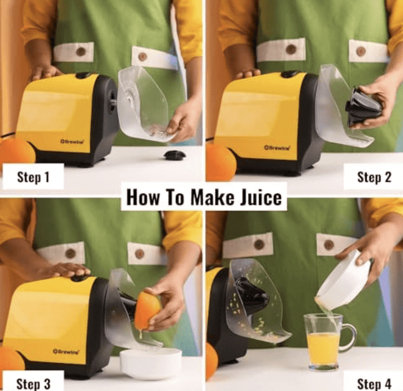 Brewine Coconut Scraper With Citrus Juice Press, 200 Watts… (Yellow)-2