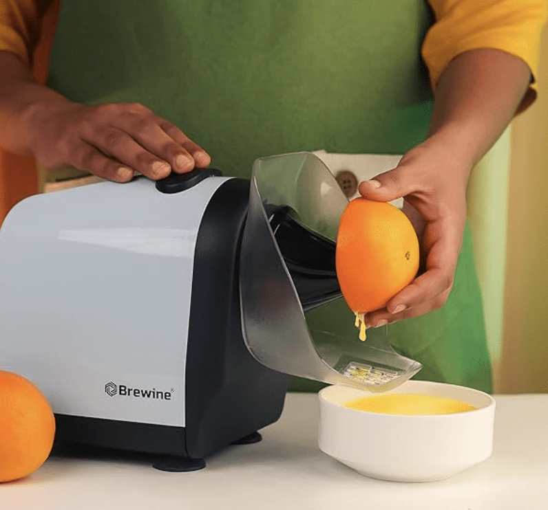 Brewine 2-in-1 Coconut Scraper & Citrus Juicer with Dual Speed Settings, Cooling Fan for Ventilation, Stainless Steel Scraping Blade, Splash Guard, Super Suction Feet for Stability, Blue, 200 Watts