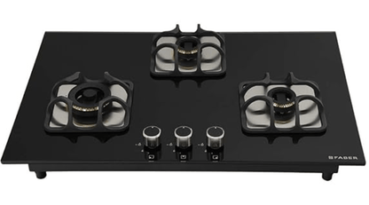 Faber Mild Steel Hobtop Imperia 783 Brb Ci Bk 3 Brass Burner Auto Electric Ignition Glass Top (Black)